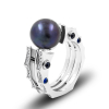 White Gold Ring With Sapphires, Diamonds and  Pearl  