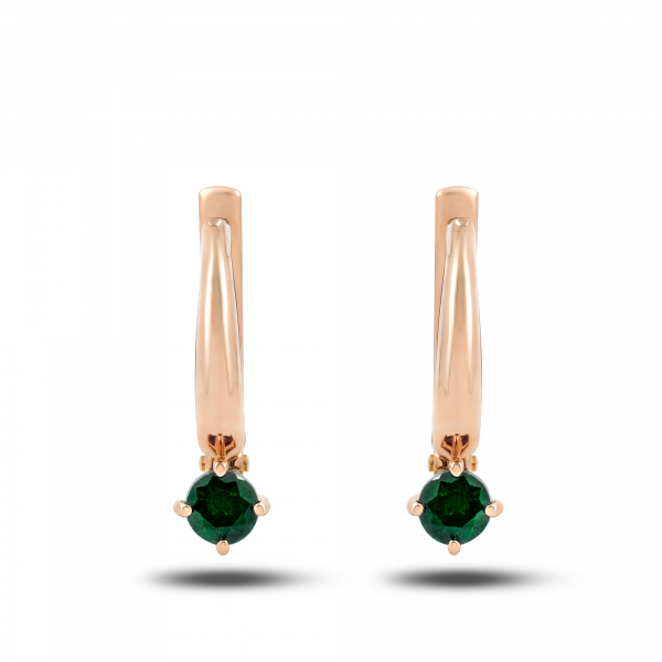 Gold Earrings With Emerald