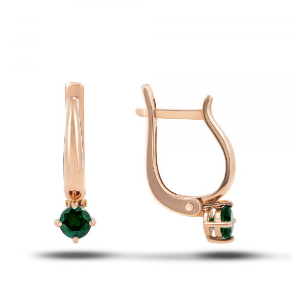 Gold Earrings With Emerald