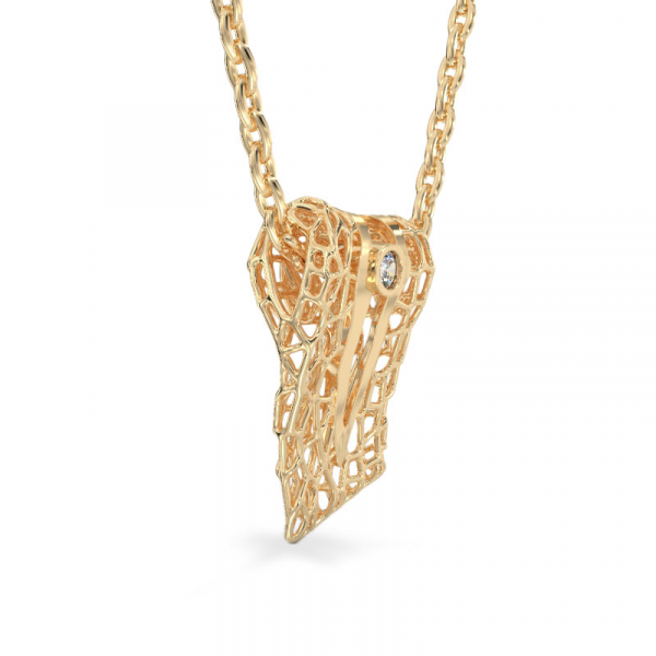 Coral Pendant With Cut-out From Yellow Gold