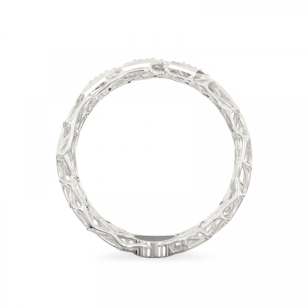 Coral Ring With Diagonal From White Gold