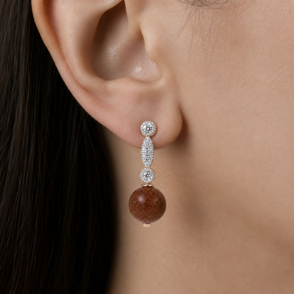 Gold Earrings With Aventurine