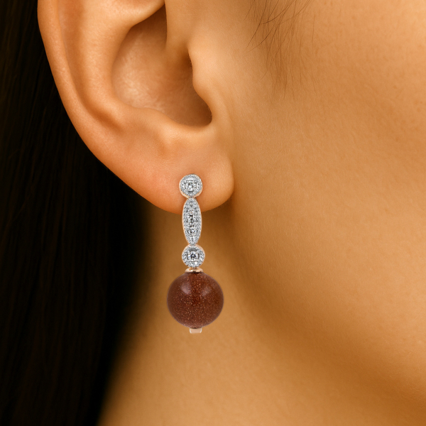 Gold Earrings With Aventurine