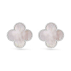 Silver Earrings Clover With White Mother-of-pearl