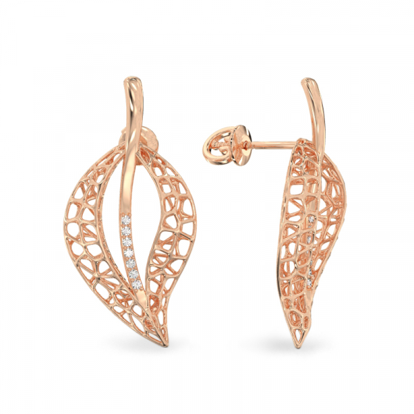 Jasmine Leaf Rose Gold Earrings