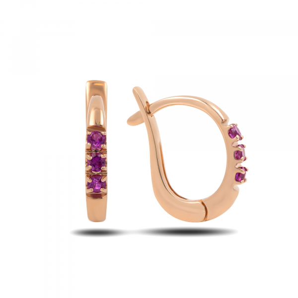 Gold Earrings With Ruby