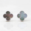 Silver Earrings Clover With Black Mother-of-pearl