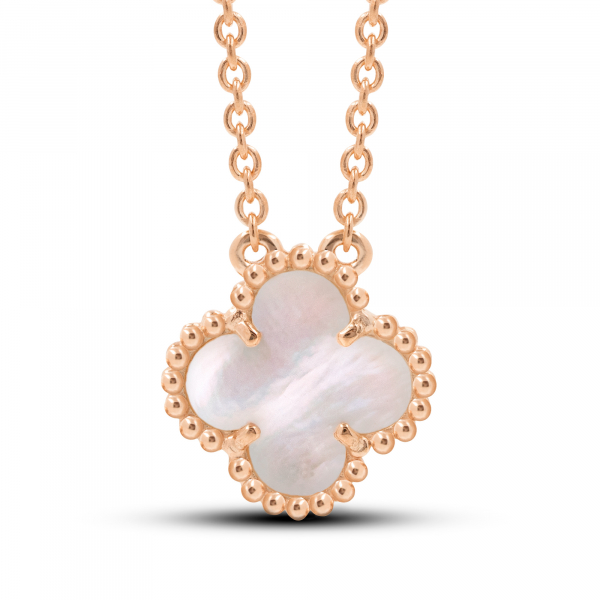 Gold Necklace Mini Clover With White Mother-of-pearl