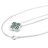 Silver Necklace Clover With Malachite