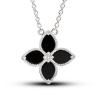 Silver Necklace Black Lily Flower