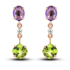 Gold Earrings With Amethyst And Olivine