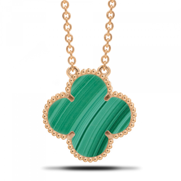 Necklace Clover With  Light Malachite