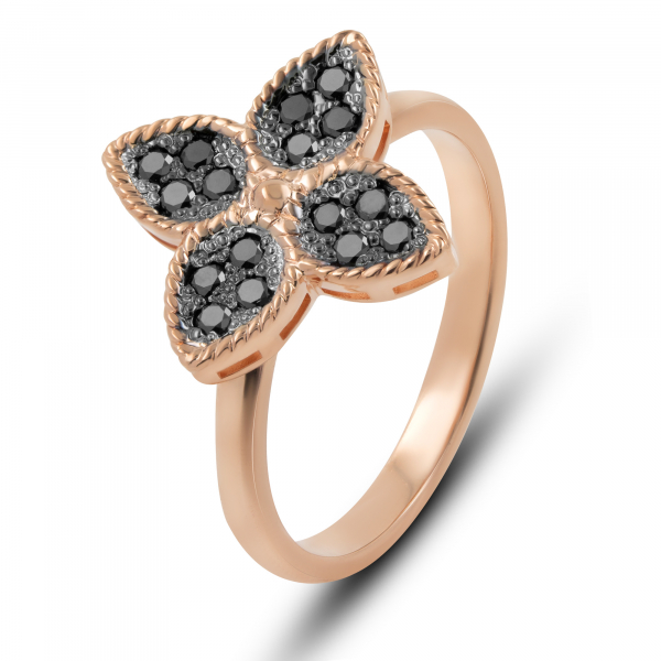 Gold Ring With Black Diamonds