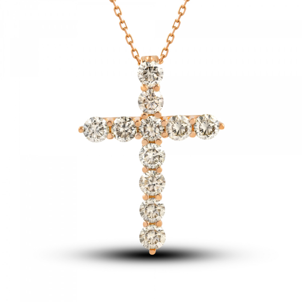  Gold Cross Pendant With Fancy Diamonds