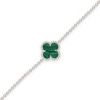 White Gold Bracelet Clover Mini  With Malachite