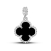 Silver Pedant Mini Clover With Onyx