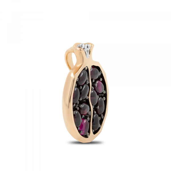 Gold Pendant Pomegranate With Garnet