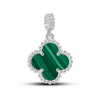 Gold Pedant Mini Clover With Malachite