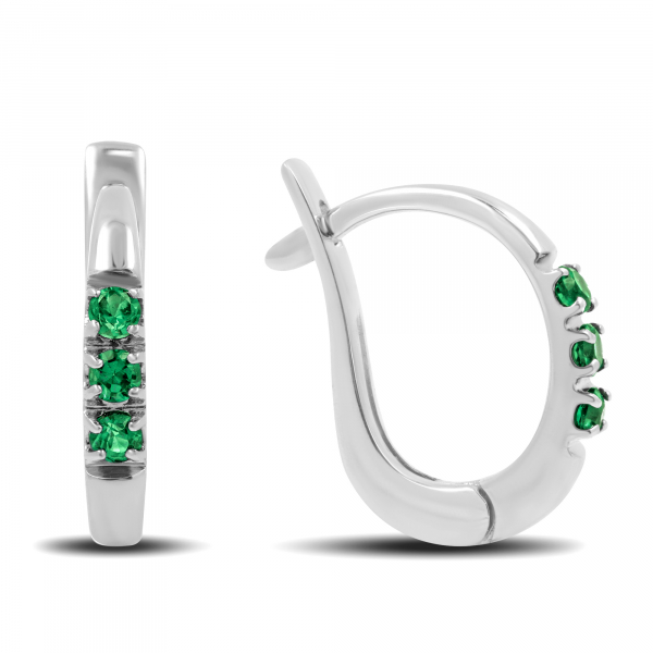 Elegant White Gold Earrings With Emerald