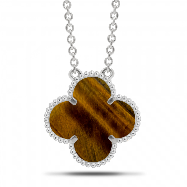 Silver Necklace With Tiger Eye