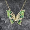Gold Plated Necklace Green Butterfly