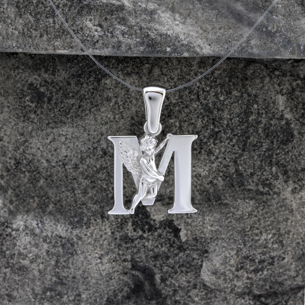 Silver Pendant Initials  M