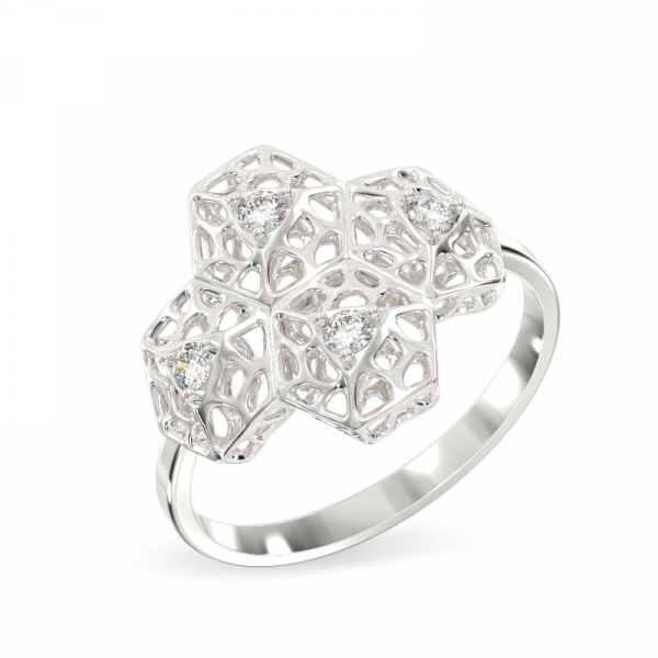 Honey Comb White Gold Ring